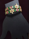 Ruby Green Stone Bangles Enlarged with Screws