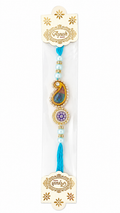 Elegant Blue Beaded Designer Rakhi with Crystal Peacock Design