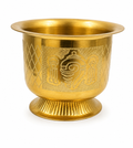 Brass Pooja Bowl with Traditional Engraved Design and Pedestal Base