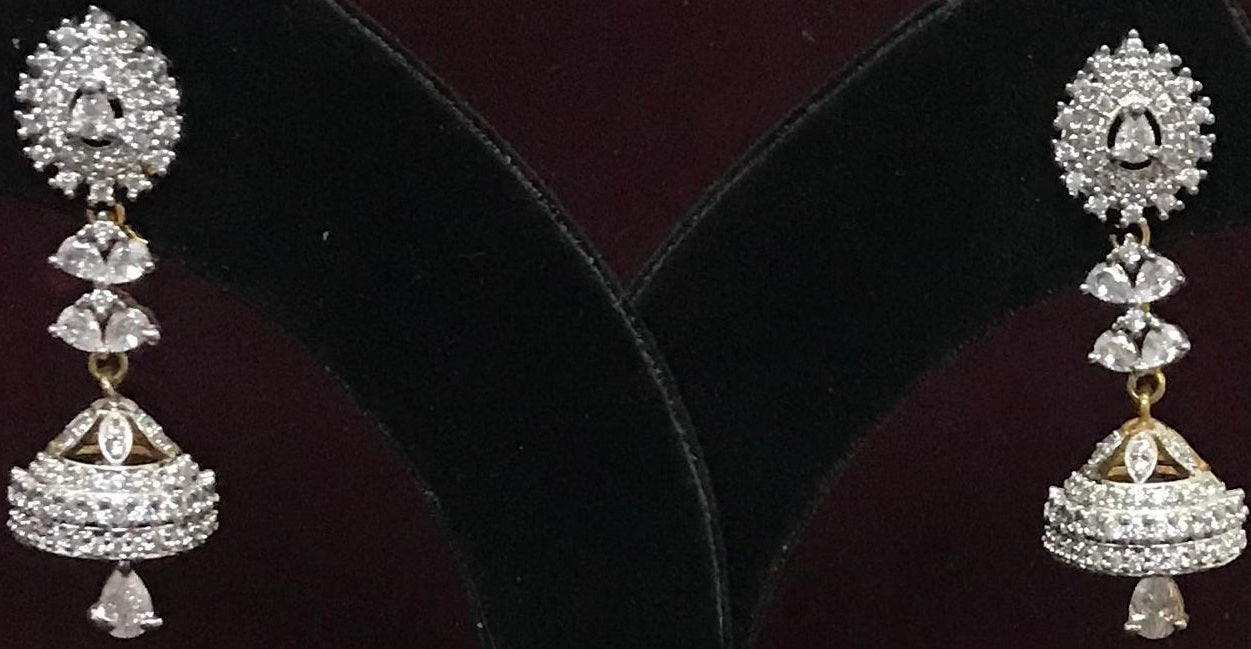 White Stone Ear Rings