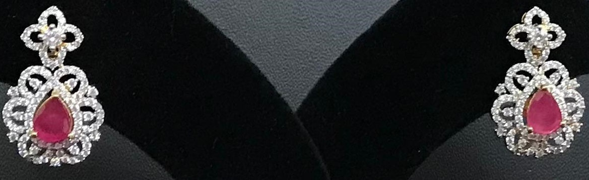 White Stone Ear Rings